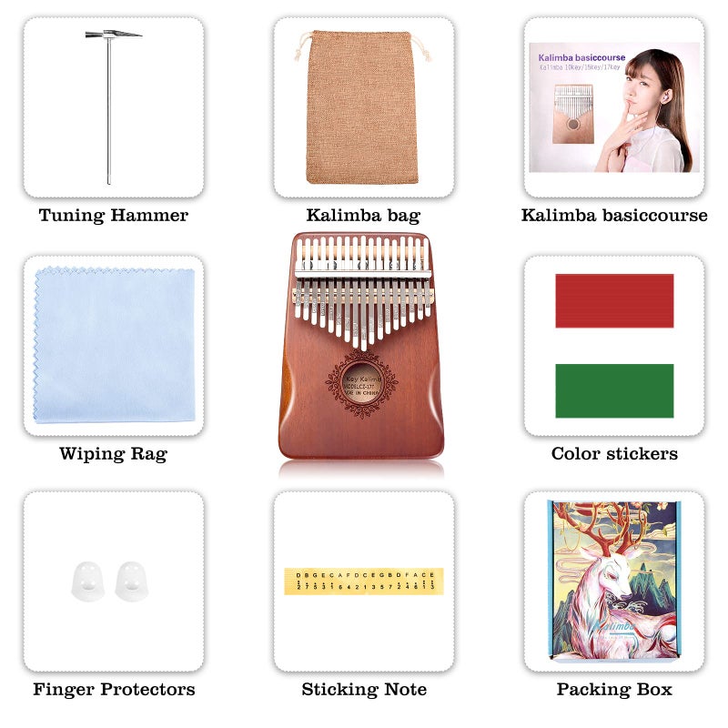 SHUS LIVE Kalimba Thumb Piano 17 Keys, Portable Mbira Finger Piano, Easy to Learn Musical Instrument Gift for Kids and Adult Beginners, Brown1 - Image 3
